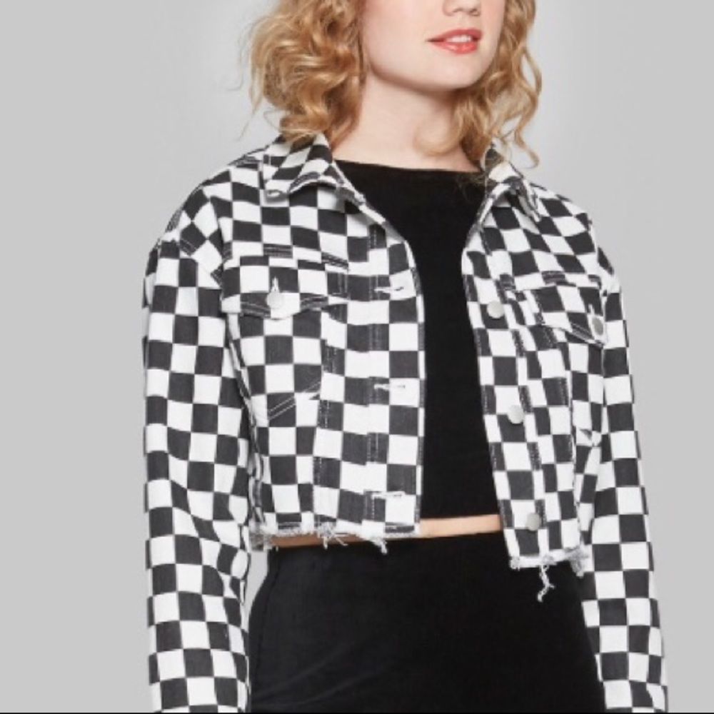 Cropped checkered jacket